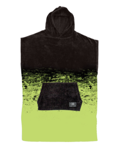 O&E YOUTH SOUTHSIDE HOODED PONCHO BLACK/LIME